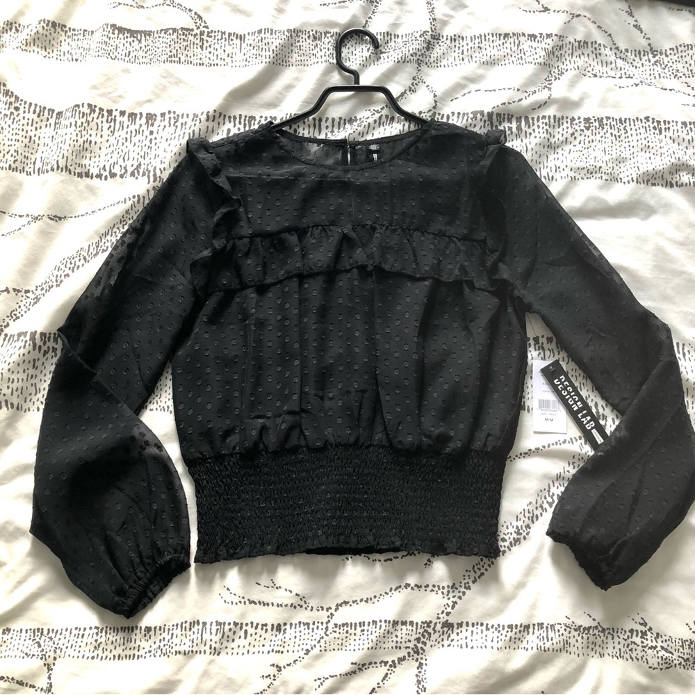 Sheer blouse with long sleeves